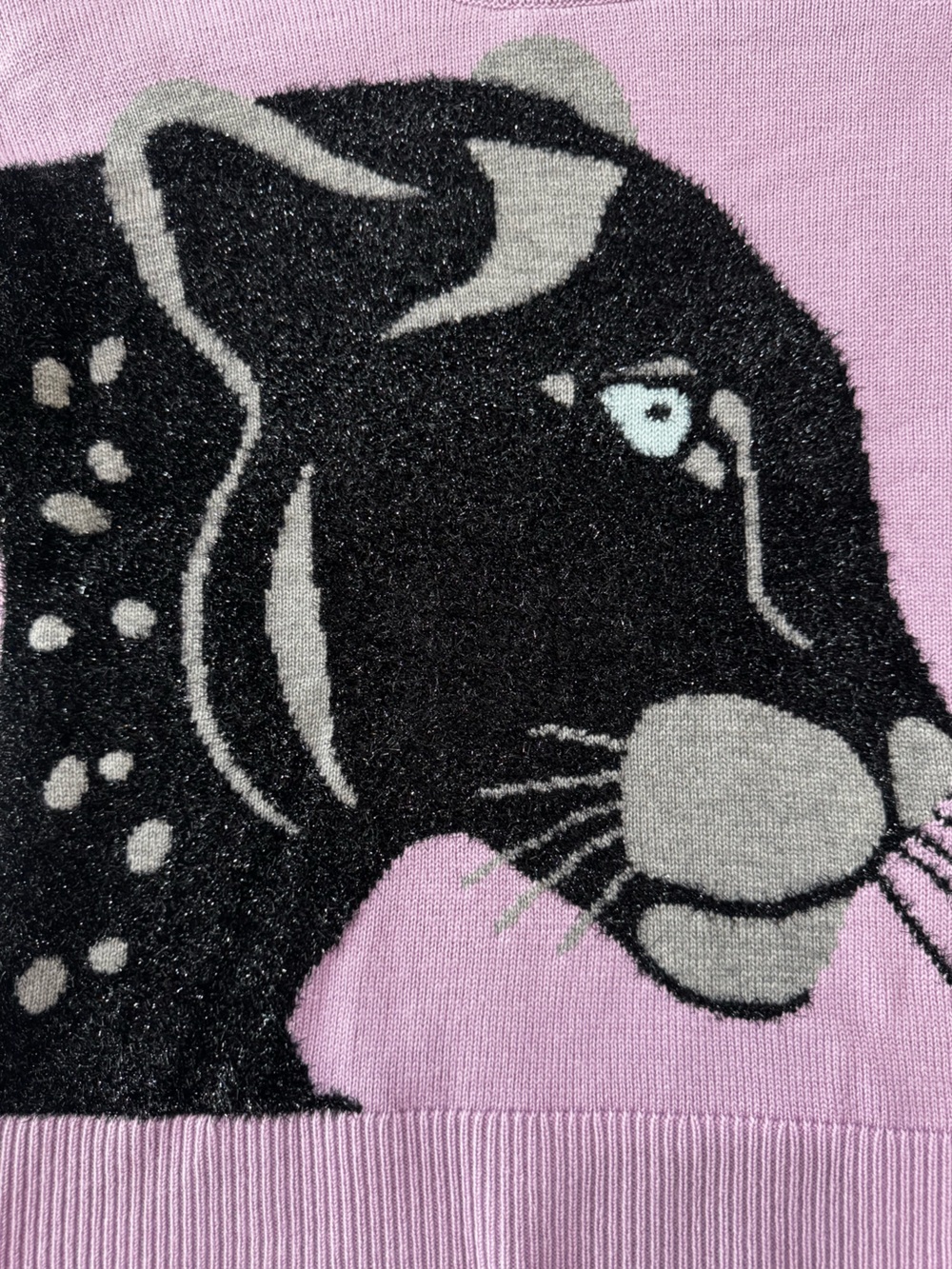 Kate Spade Wool Metallic Panther Graphic Sweater Purple Size M NWOT - Picture 9 of 12